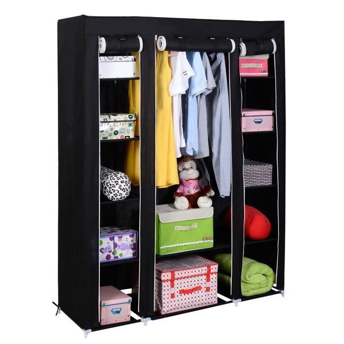 FJAUOQ Armoire De Rangement Garde Robe Penderie De VêTement Pliable en Tissu Non Tissé Penderie De VêTement en Toile Mobilier De Chambre Rangement De VêTements,001