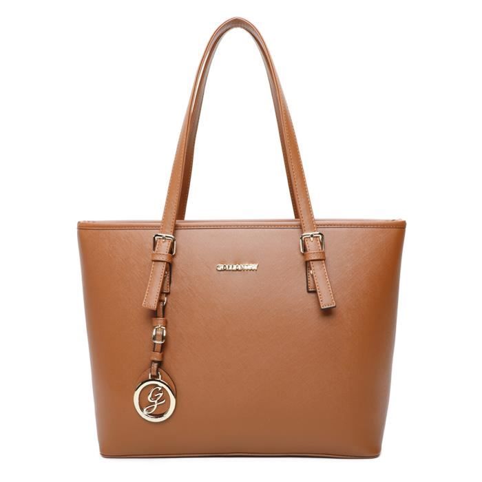 Sac A Main Femme Fourre tout Grande Capacite Gallantry Camel Synthetique Zippee Main Cdiscount Bagagerie Maroquinerie