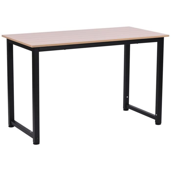 Table à Manger Design Industriel 120x60x75cm - Plateau Chêne Clair, Pieds Métal Noir - MDF Mélaminé