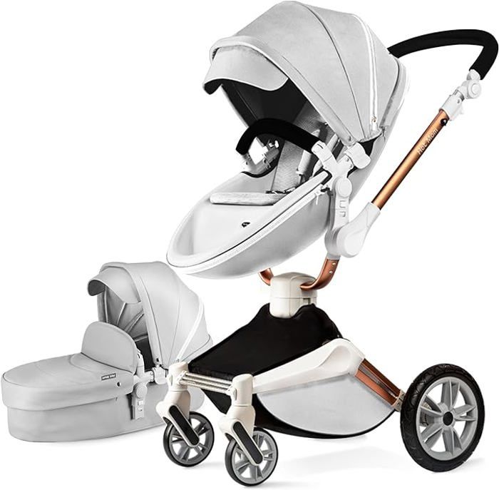 Hot Mom Poussette 2 en 1 avec fonction de rotation à 360 degrés, design  spécial de roue adapté pour une utilisation sur multi-terrains (Gris  foncé-2