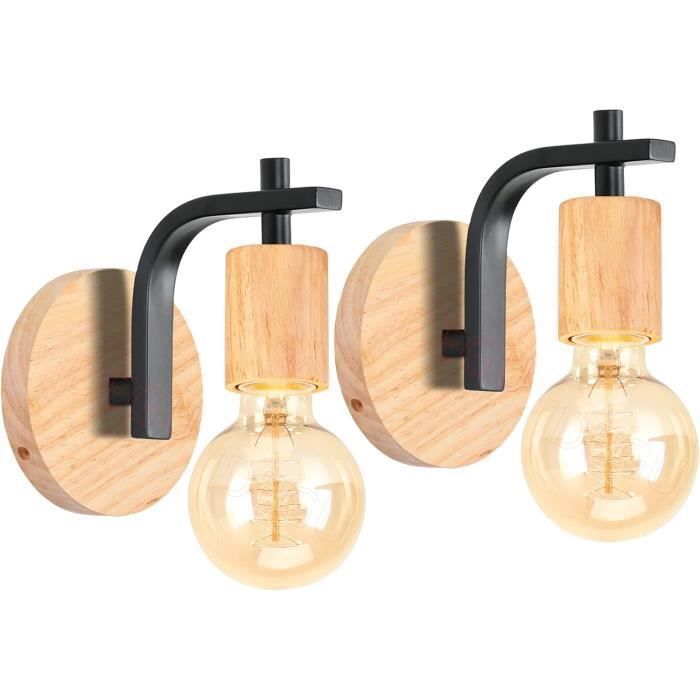 IDEGU Appliques Murale Retro Industriel en Croix Noir Vintage Luminaire Murale en Bois et Métal Éclairage Edison Lampe Murale pour