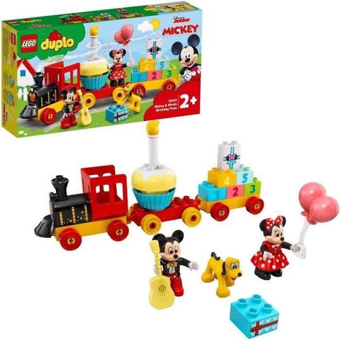 lego® 10941 duplo disney le train d’anniversaire de mickey et minnie jouet pour enfant de 2 ans et plus avec train et figurines