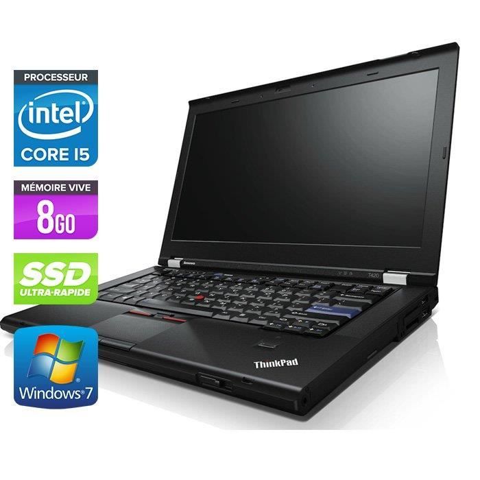 Top achat PC Portable Lenovo ThinkPad T420 -Core i5 -8Go -SSD -Webcam pas cher