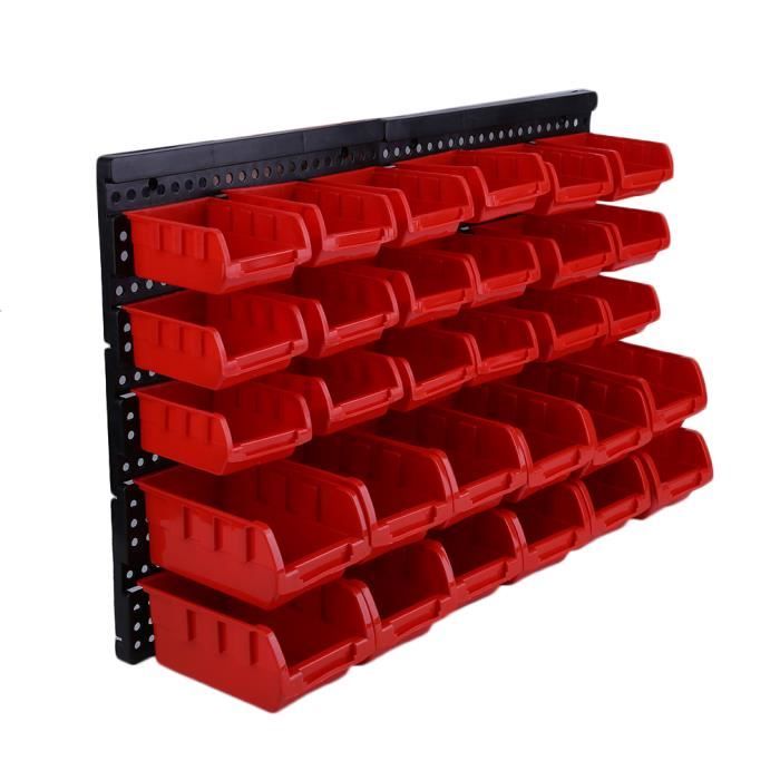 30 pcs Rangement outil boîte en plastique garage - atelier organisé outil -  Rouge - Cdiscount Bricolage