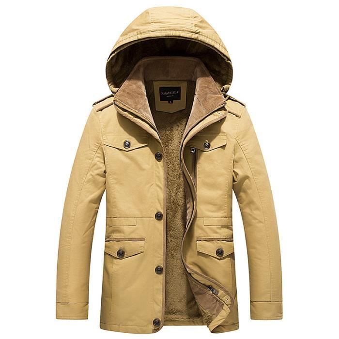 Parka Homme a Capuche Hiver Jaune Jaune Cdiscount Pret a Porter