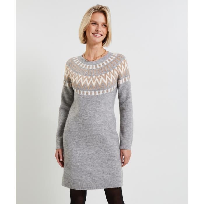 GRAIN DE MALICE Robe pull femme Gris clair Cdiscount Pr t Porter