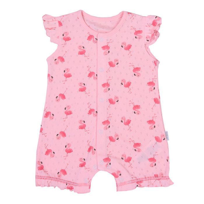 Combishort Bebe Fille En Coton Bio Flamants Roses Rose Cdiscount Pret A Porter