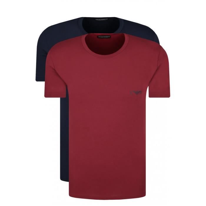 Pack de 2 Tee Shirts Stretch Emporio Armani Homme Col rond Manches courtes Multicolore Multicolore Cdiscount Pret a Porter