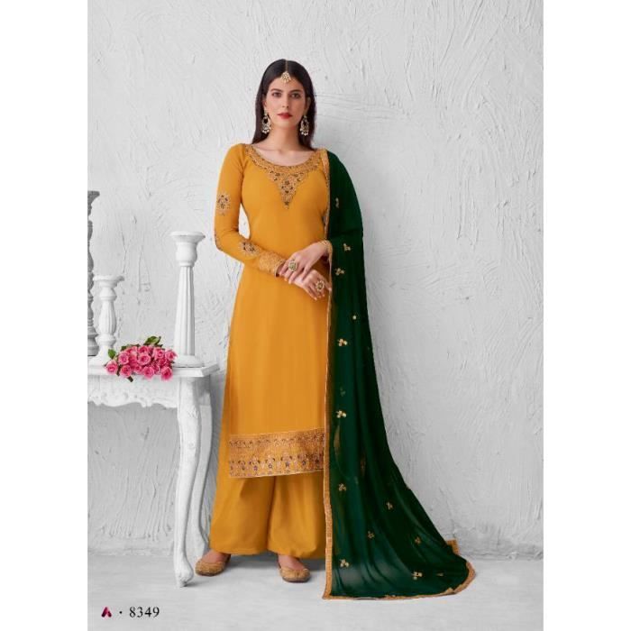 Salwar kameez robe indienne ashwirind jaune EID AID mariage fiançailles bollywood sari churidar anarkali