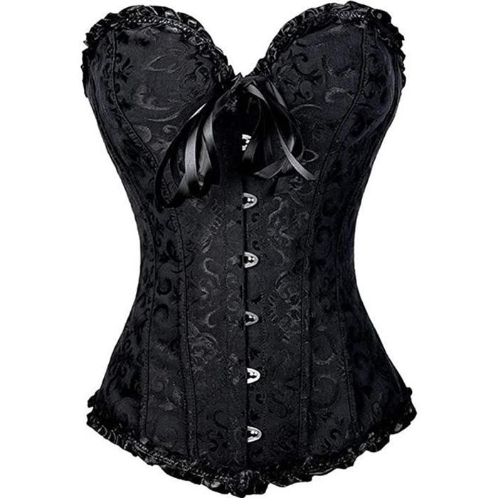 Femme Corset Vintage Sexy Desosse Bustier Jacquard Dentelle Halloween Costume Grande Taille S 6XL Noir Noir Cdiscount Pret a Porter
