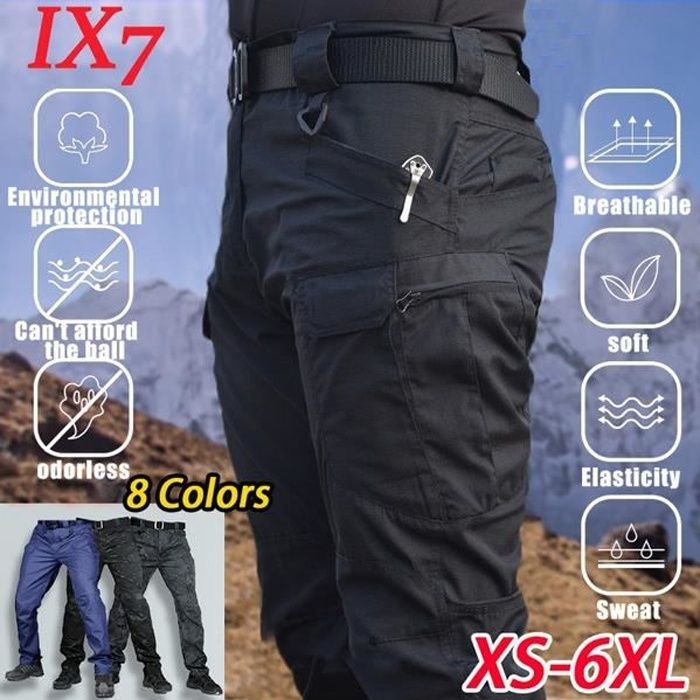 Pantalons de randonnée pour hommes - Sports Cargo multi-poches - Noir - Respirant