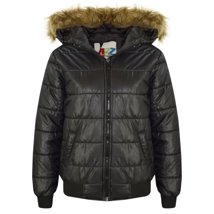 Minx fourrure à capuche back to school veste fille noir 7-13 ans rembourré chaud manteau 