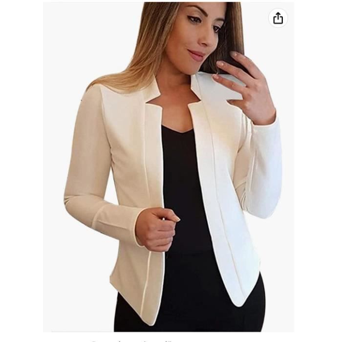 Blazer Pour Femme eLeGante Veste Pockets Boutons Robe Blazer Femme Blazer Court Femme Affaires Veste Blazer LeGer. Blanc Cdiscount Pret a Porter