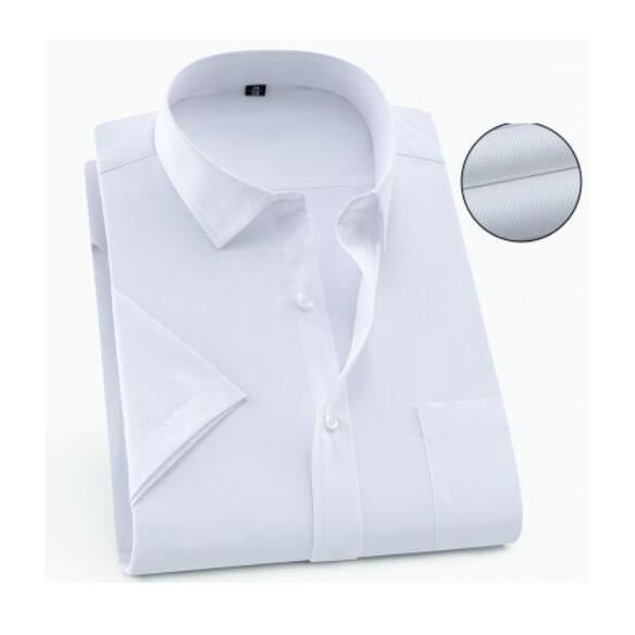 Chemise - chemisette,Chemise blanche à manches courtes pour hommes,grande taille,bureau d'affaires,été confortable[D659314216]