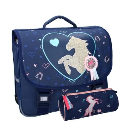 Cartable Unicorn Academy Pour Fille - 38x33x12 Cm, 2 Compartiments, Fermeture à Rabat - Idéal CP, école Primaire