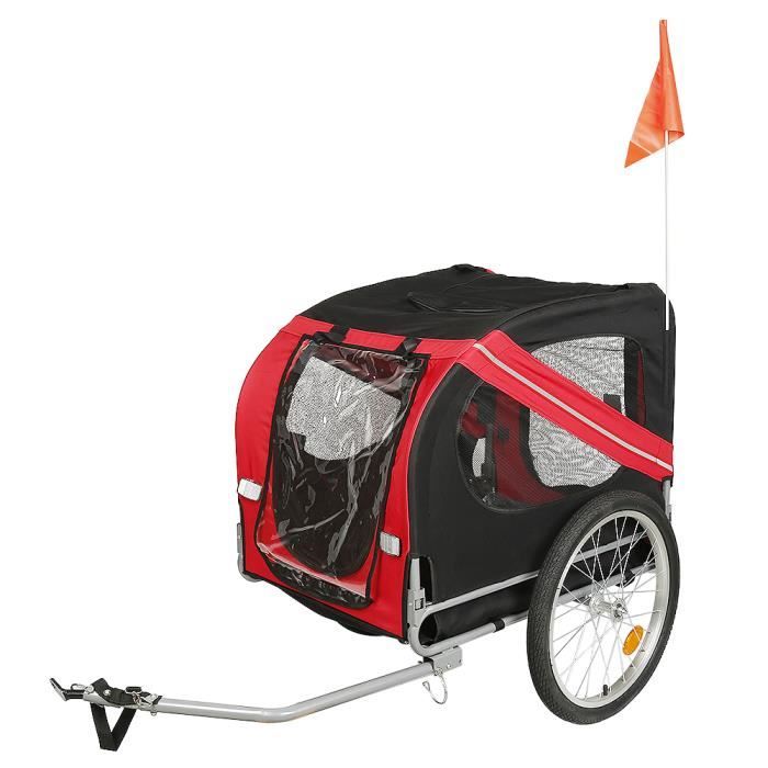 Remorque vélo pliable pour chiens - OHMG - Trailerbike - Capacité 40kg - Rouge et noir