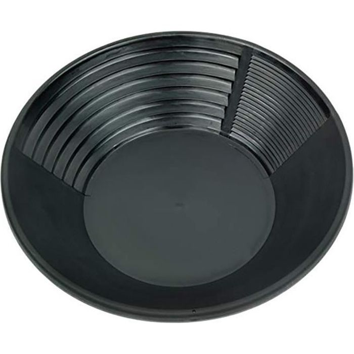 Batée (pan) Pour L'orpaillage - Diamètre 35 Cm - Plastique Noir - Rainures Pour Capturer L'or - Pour Prospection, Lavage De Sables, Loisir