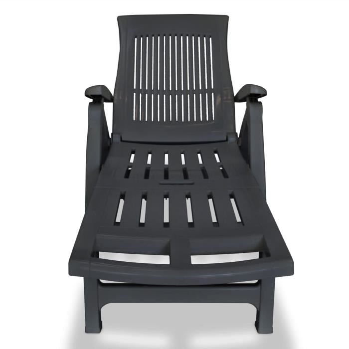 gar's chaise longue de jardin - fauteuil de jardin - bain de soleil avec repose-pied plastique anthracite (8207)