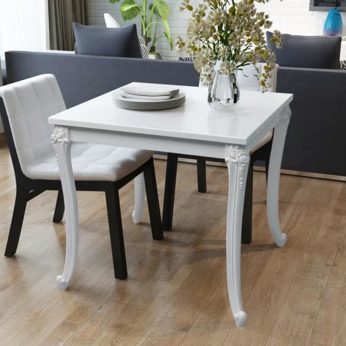 table de cuisine home® - ovonni - 80x80x76 cm - laquée blanche - elégance - chic - meuble de cuisine