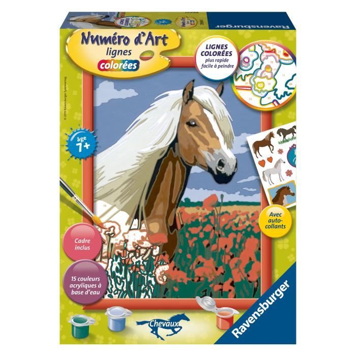 RAVENSBURGER - Numéro d'art Haflinger dans un champs de coquelicots - Achat  / Vente jeu de peinture - Cdiscount