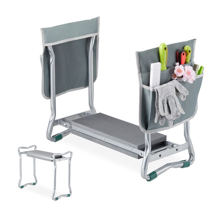Relaxdays Agenouilloir Jardinage Banc Pliable Avec Coussin - Jusqu'à 150 Kg