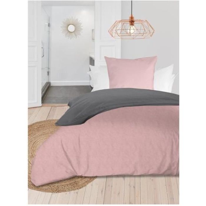 Housse De Couette 140x200 Rose Gris Cdiscount