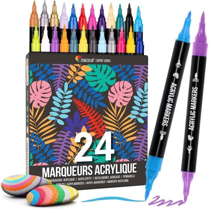 Feutres Acrylique 72 Couleurs - Double Pointe Fine Et Pinceau