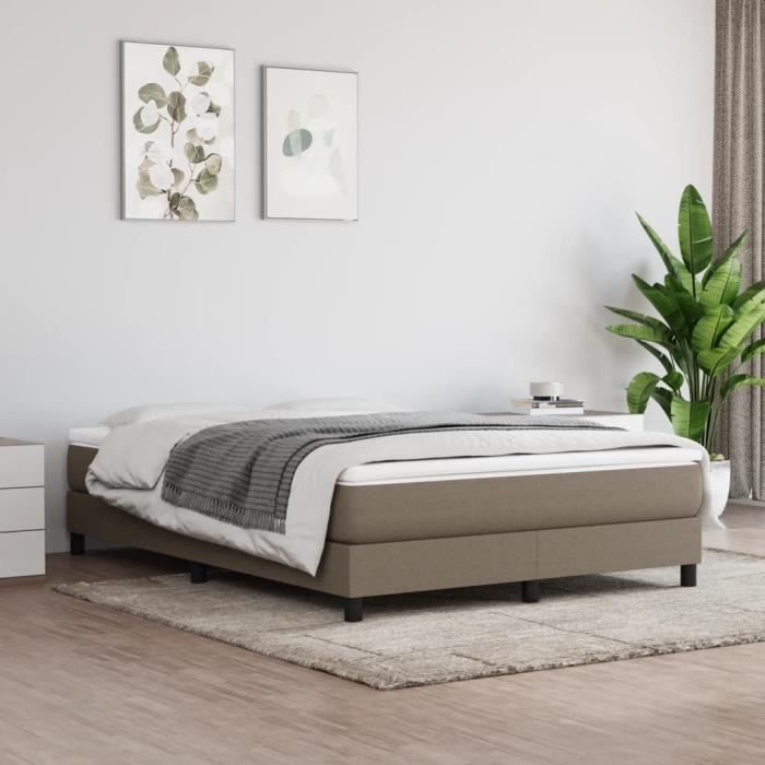 Sommier tapissier - TMISHION - PAL3120512 - 140x190 cm - Tissu durable - Couleur taupe