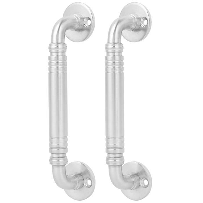 Poignée De Porte Carrée Moderne - Finition Brossée Noir, Acier Inoxydable, Design Sobre Et élégant