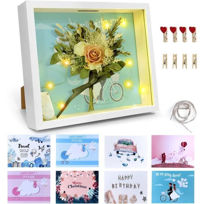 Cadre Photo 3D à Remplir - Boîte Ombrage 27x21 Cm Pour Fleurs, Souvenirs, Décoration