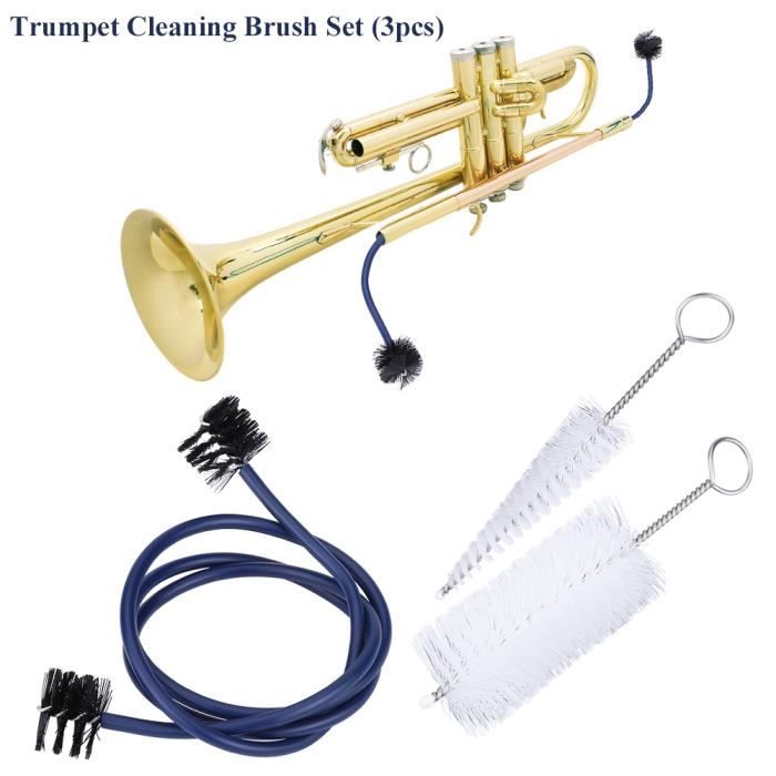4 pièces/ensemble Kit de nettoyage outil bâton brosses accessoires de maintenance dinstruments pour trompette en laiton embouchure clés 