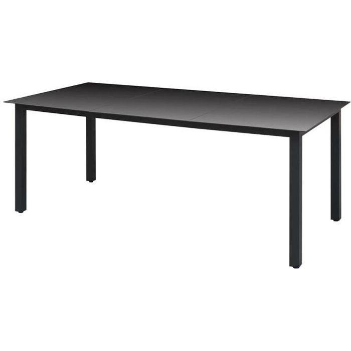 VidaXL Table de jardin Noir 190 x 90 x 74 cm Aluminium et verre