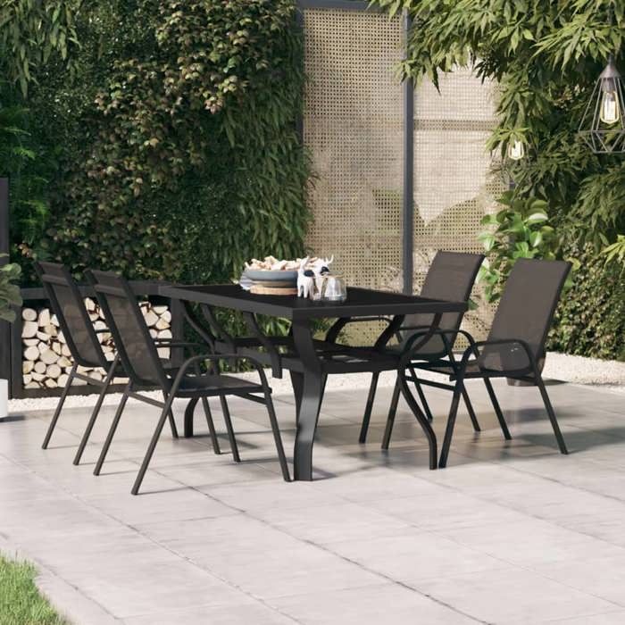 vidaXL Table de jardin en acier et verre - vue 2