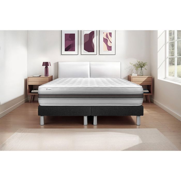 Ensemble Matelas Sommier 180x200 cm - 2 Sommiers Noir - Vitalmemo Back Noir