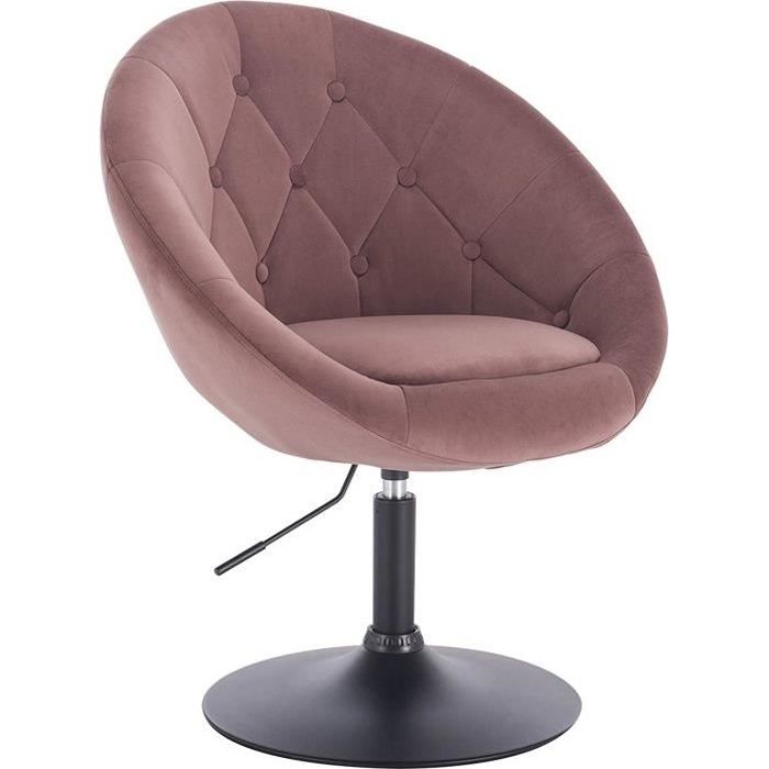 woltu tabouret de bar, fauteuil de bar en velours réglable, chaise de loisir rotatif, hauteur réglable, rose