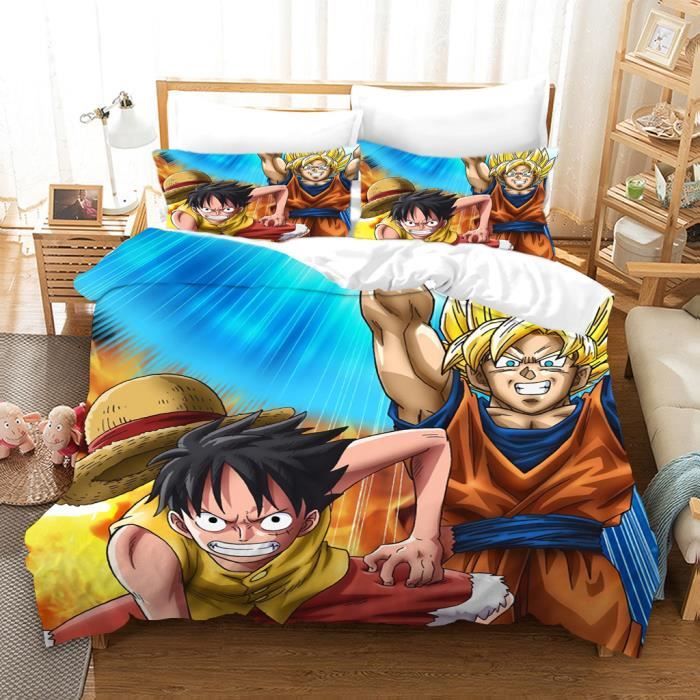 Parure De Lit 3 Pièces Dragon Ball Wukong - Microfibre Douce Et Respirante - Housse Couette 200x200cm + 2 Taies