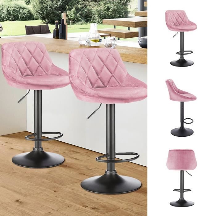 Tabouret de Bar - XUANYU - Lot de 6 - Hauteur Réglable - Velours - Accoudoirs