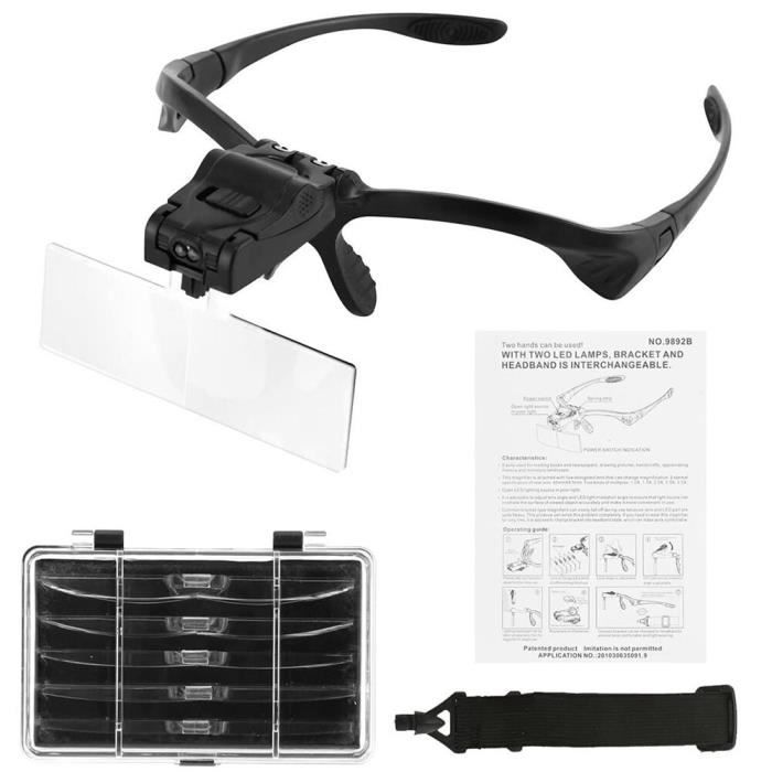 Loupe Lumineuse à LED Avec Lunettes - Pour Lecture Et Travaux De Précision - Neuf