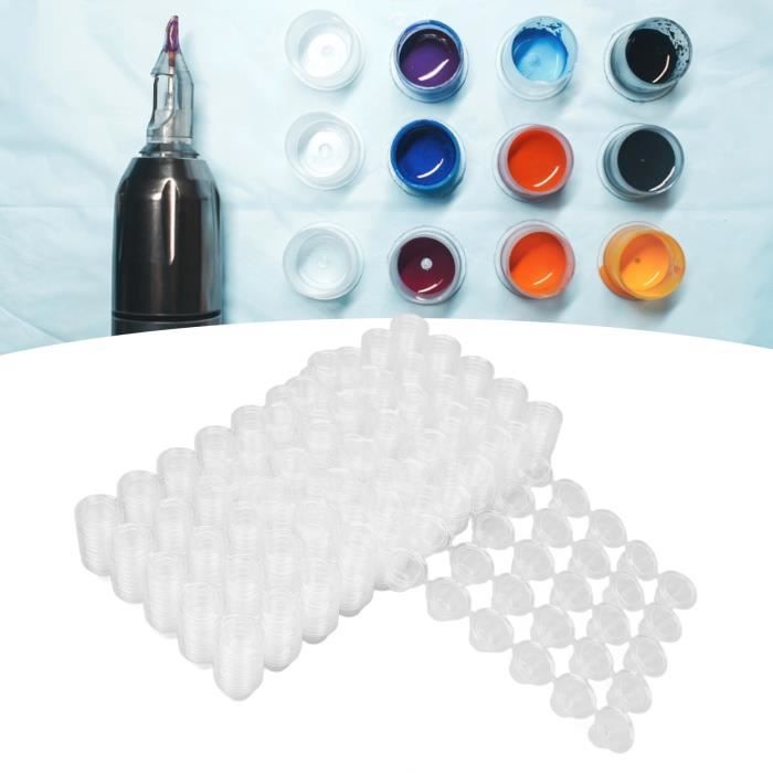 Gobelets à Encre Pour Tatouage - Lot De 300 Pièces Transparentes - 3 Tailles (8x10, 13x11, 15x13 Cm) - Réutilisables, Faciles à Nettoyer - 10