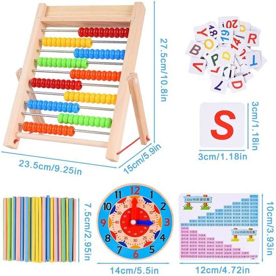 Cisixin Boulier En Bois – Abacus Coloré éducatif – Pour Enfants Dès 3 Ans – Avec Chiffres Et Blocs Empilables