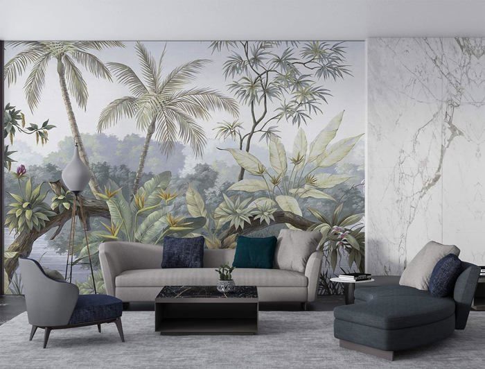 Papier Peint Panoramique Jungle Soie, 355 x 250 cm, Poster Geant Mural ...