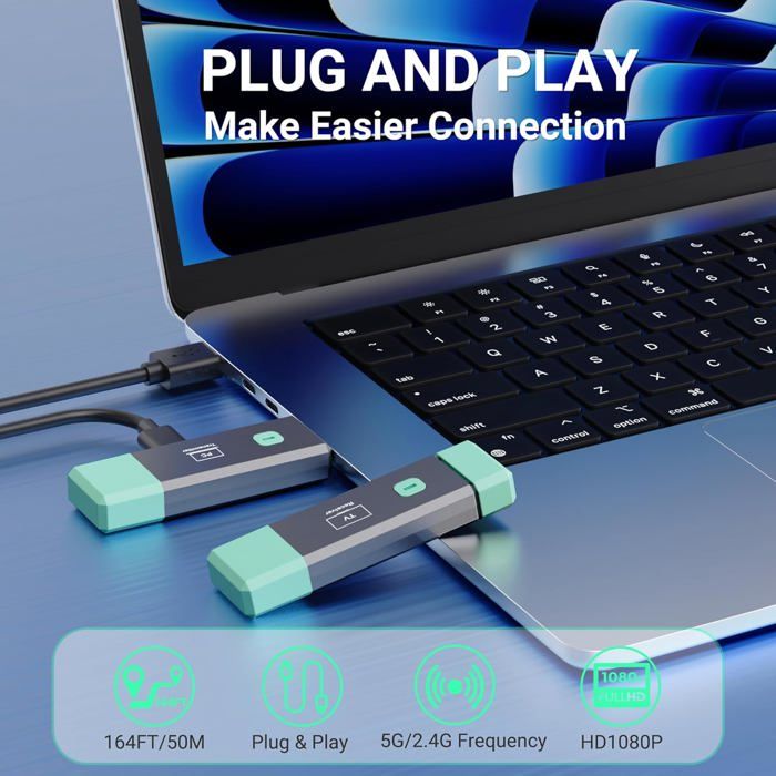 Kit HDMI Sans Fil émetteur/récepteur - Full HD 1080p - Portée 30m - Dual-band 2.4G/5G - Plug & Play