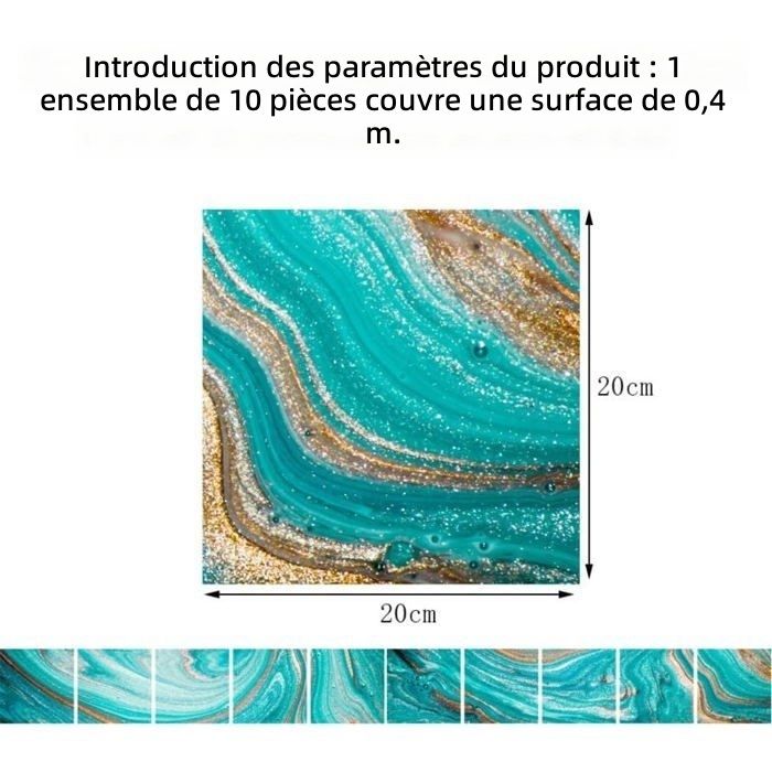 Stickers Adhésifs Pour Carrelage Mural – Lot De 12 – Motif Carreau De Ciment Greyblue – 15x15 Cm – Fabriqué En France