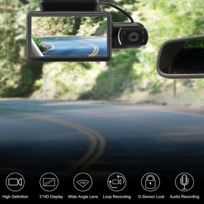 Dashcam Voiture GPS Full HD 1080P, Caméra Embarquée Voiture Grand Angle  170°, Écran 3 Pouces Dash Cam Avant et arrière avec Module GPS, Caméra  arrière étanche Enregistrement en Boucle : : High-Tech