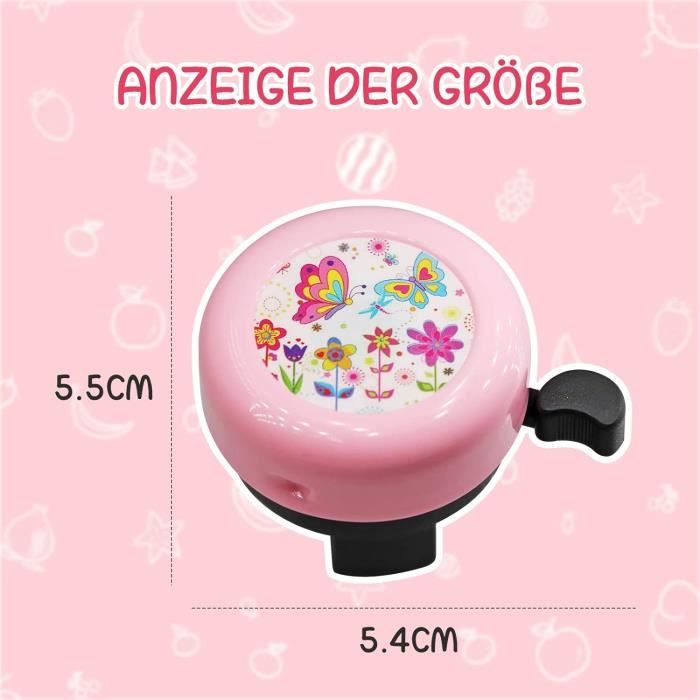 Sonnette De Vélo Pour Enfant – Rose, Son Clair, Alliage Aluminium, Compatible Guidon 22 Mm, Facile à Installer – VTT, Route, Scooter