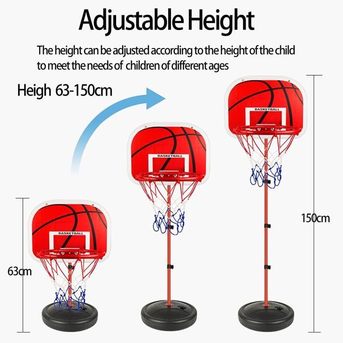 Panneau de basket sur pied plastique 1,30 m SUN and SPORT : King Jouet France, Paniers et ballons de basket SUN and SPORT