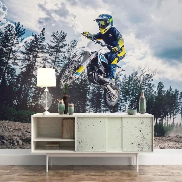 Papier peint garçon motocross néon