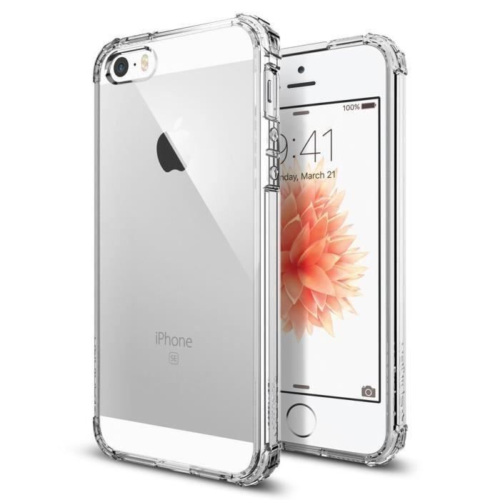 Coque iPhone 5 5S 5SE protection transparente avec coins renforces Cdiscount Telephonie