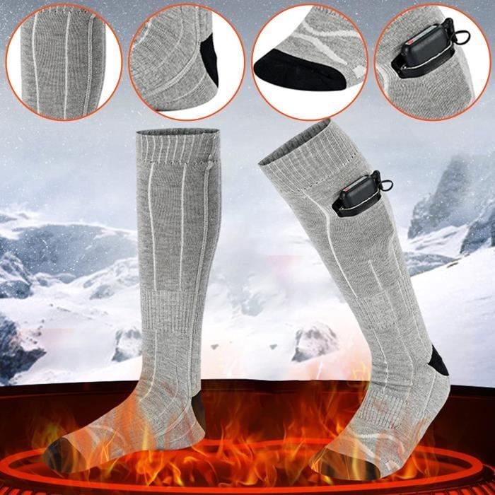 Chaussette Chauffante Homme Femme,Thermiques Chaussettes avec 3 Réglages de  Chaleur,Avec Batterie Rechargeable Type C 4000mAh 3,7V Gris - Cdiscount  Sport