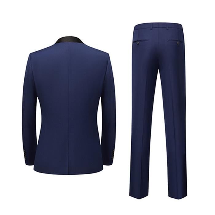 Costume Homme 3 Pièces Slim Fit - Veste, Gilet & Pantalon Élégant Pour Mariage, Business & Affaires - Couleur Noire Ou Bleu Marine